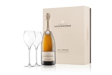 Champagne Louis Roederer Collection 242 NV with Champagne Flutes in Gift Box