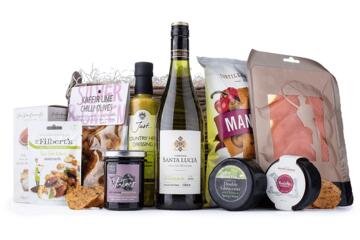 Luxury Food Hamper with White Wine
