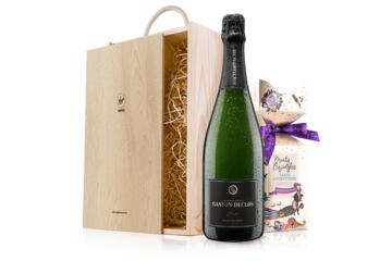 Champagne and Chocolates in Wooden Gift Box