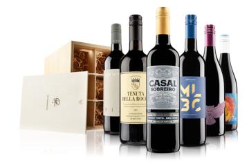 Luxury 6 Bottle Red Selection in Wooden Gift Box