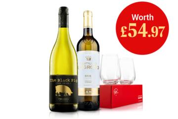 Premium White Wine Duo and Glasses