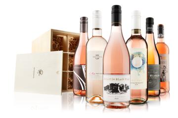 Luxury 6 Bottle Rose Selection in Wooden Gift Box