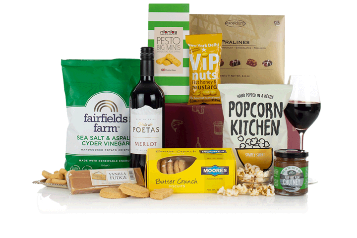 Snacks Hamper with Red Wine