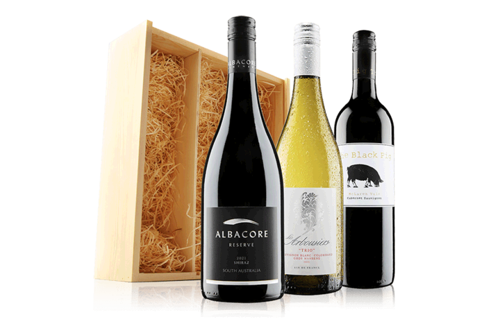 Mixed Wine Trio in Wooden Gift Box
