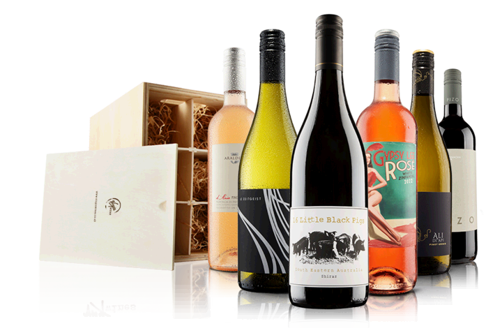 Luxury 6 Bottle Mixed Selection in Wooden Gift Box