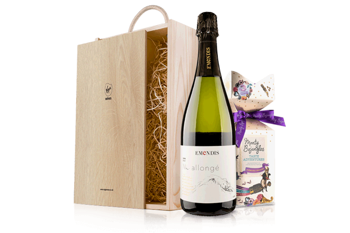 Cava and Chocolates in Wooden Gift Box