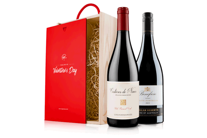 Valentine's Couple's Red Wine Duo in Wooden Gift Box | Virgin Wines
