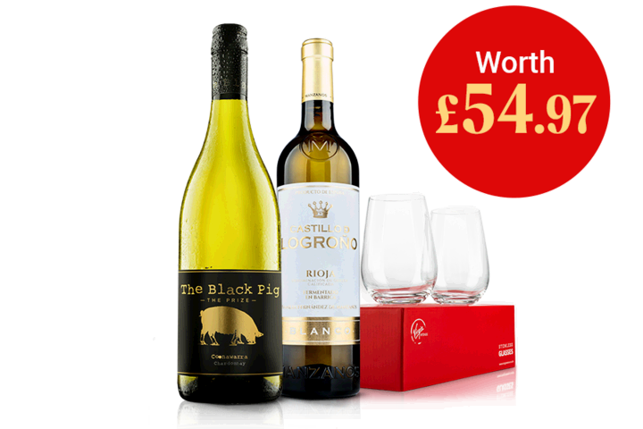 Premium White Wine Duo and Glasses