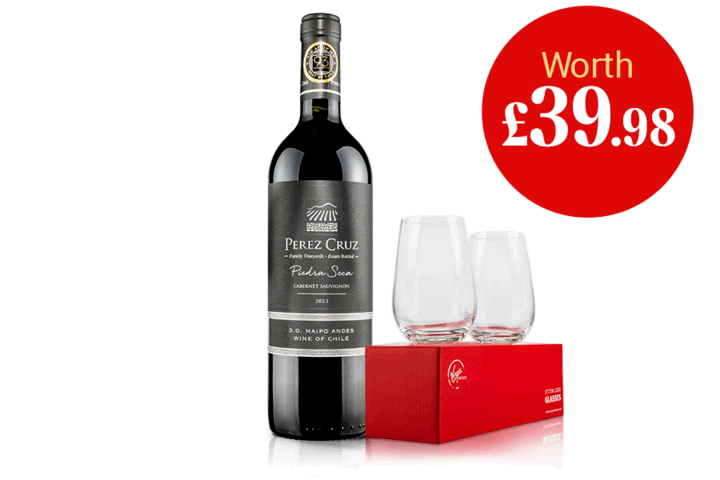 Perez Cruz Piedra Seca Cabernet Sauvignon plus Glasses