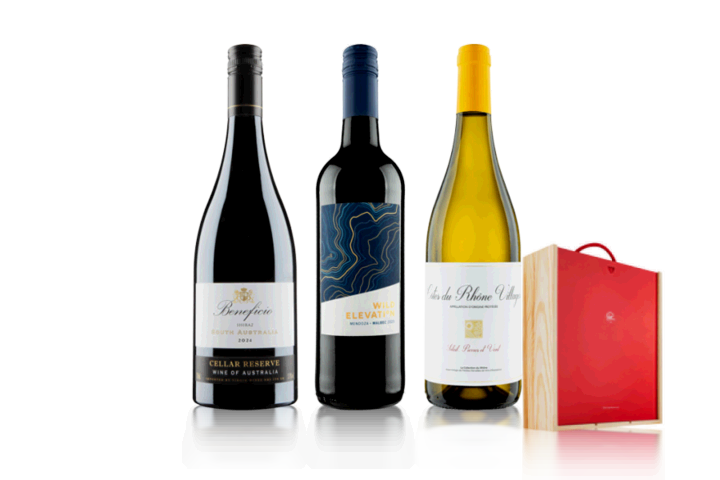 Connoisseurs Mixed Wine Trio in Wooden Gift Box